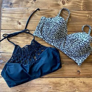 Xhilaration Swim Tops | Black & Tan | M *Bundle of 2*